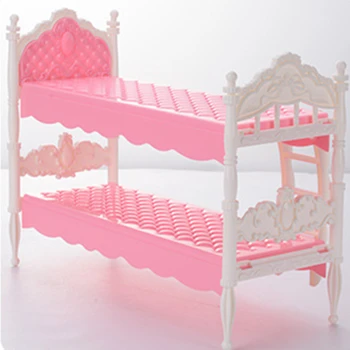 30cm кукла деца играят къща легло за 30 см кукла аксесоари симулация европейски мебели принцеса двойно легло със стълби играчки