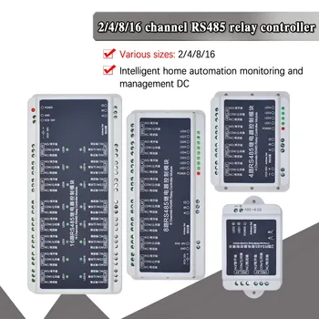 2 4 8 16 канален RS485 комуникационен релеен контролер модул интелигентен мониторинг и управление на домашната автоматизация DC AEAK