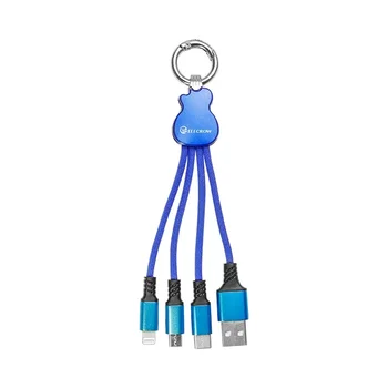 3 in1 USB кабел за тип C / Micro USB портове Телефон за IOS / Android кабел за мобилен телефон Лесен за съхранение и носене